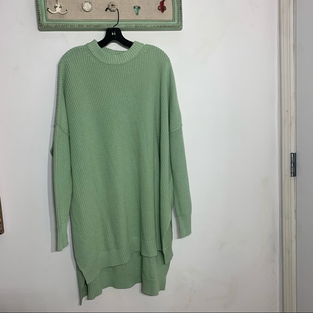 Free People Drop Shoulder Sage Green oversized pullover slouchy sweater small